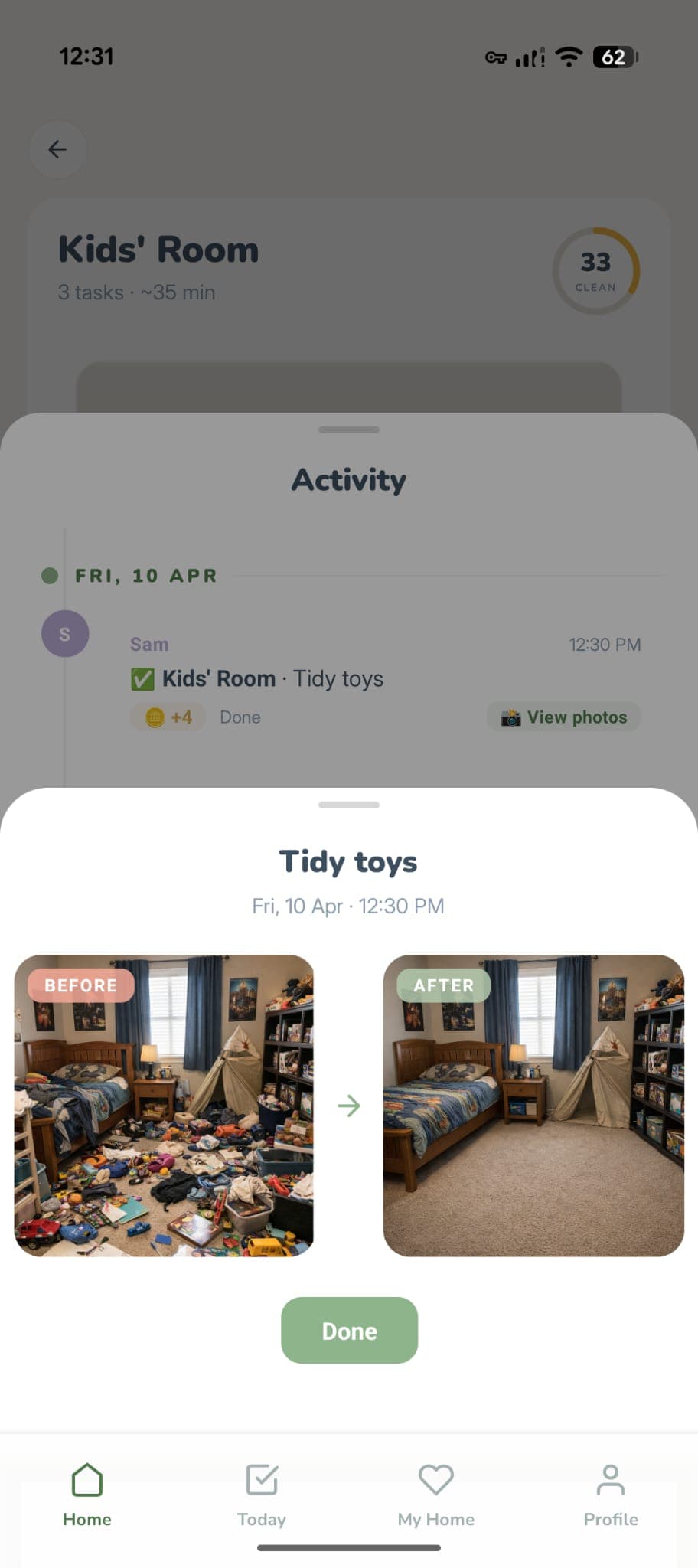 Tidywell virtual home — shop and decorate with earned coins